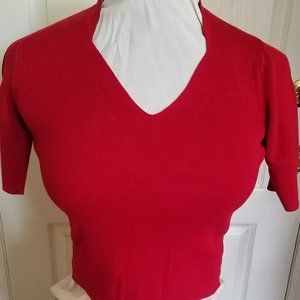 Ladies Red Knit top by Valerie Stevens Size Petite